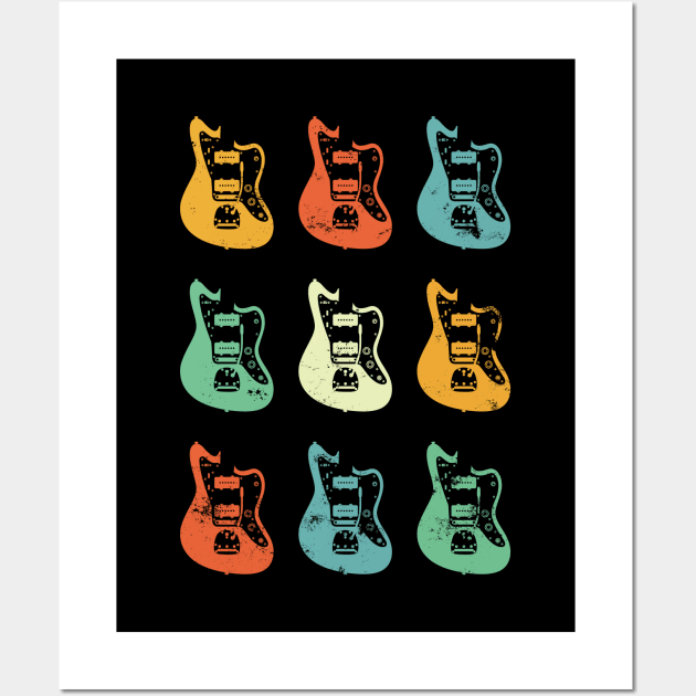 Offset Style Electric Guitar Bodies Retro Theme Wall Art by nightsworthy